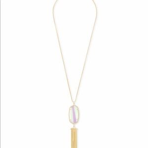Rayne Gold Long Pendant Necklace In Dichroic Glass